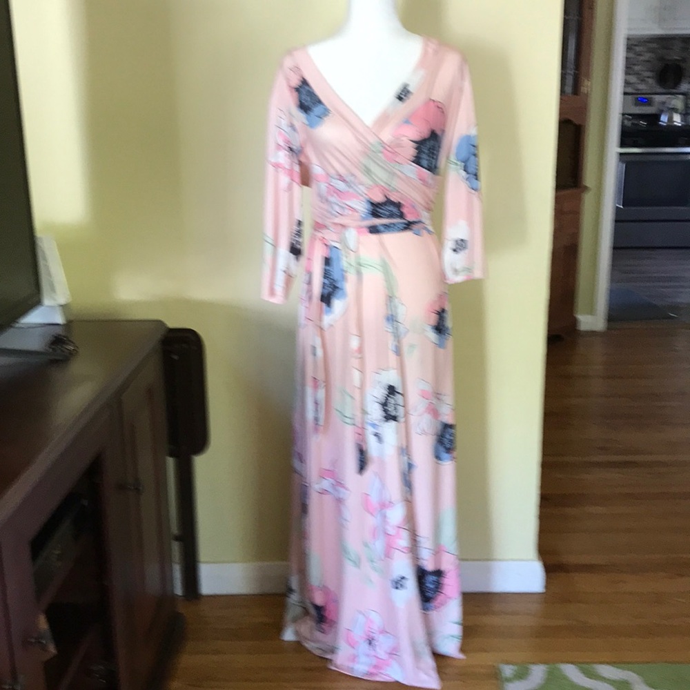 Pink flower maxi dress